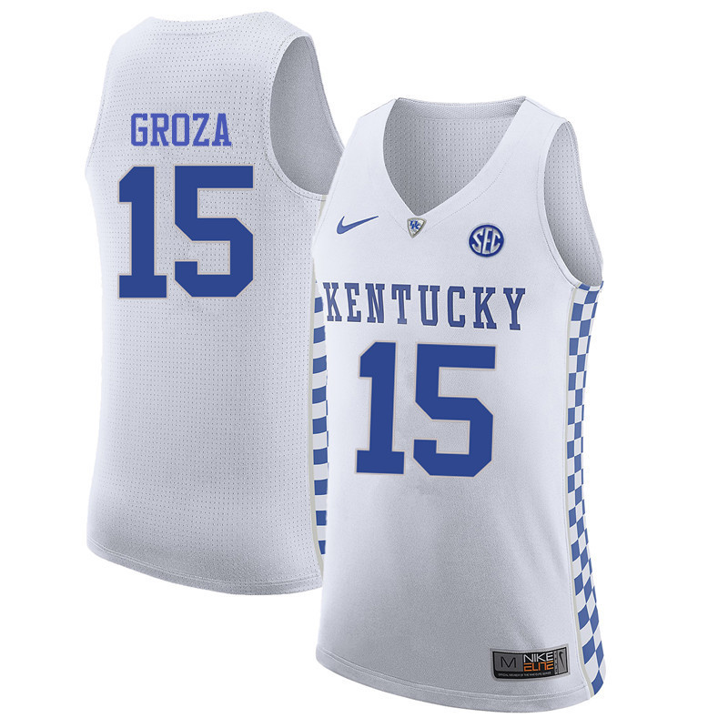 Men Kentucky Wildcats #15 Alex Groza College Basketball Jerseys-White